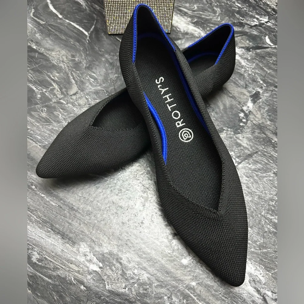 Brand New 🖤 Rothy’s The Point Classic Black Solid - Size 9.5 - Picture 4 of 13
